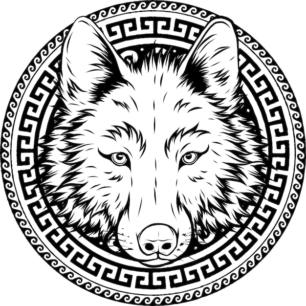 Vector wolf head outlined drawing vector