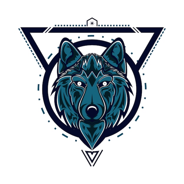 Vector wolf head sacred geometry