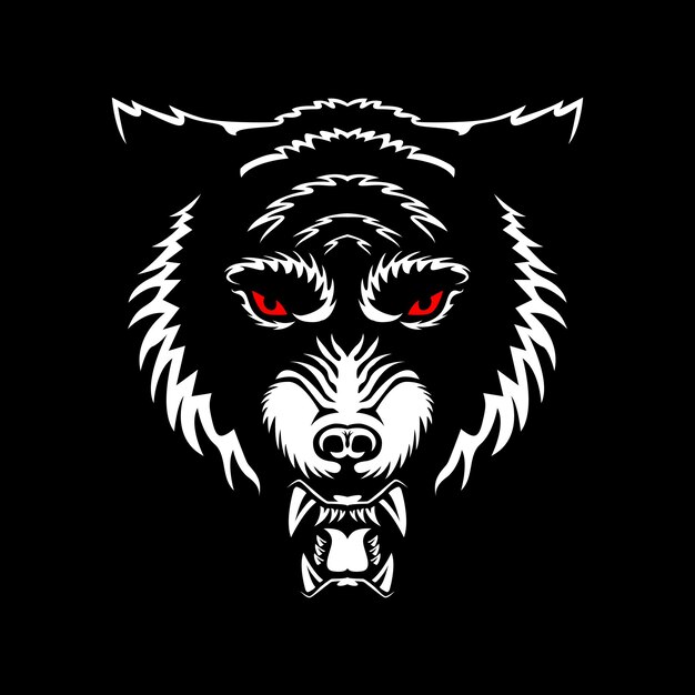 Wolf head vector illustration animal wildlife