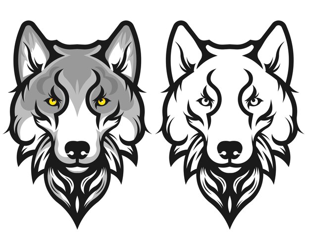 Wolf head Vector illustration for tattoo