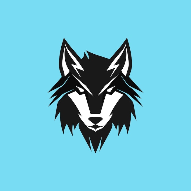 A wolf head with bold geometric shapes and clean lines