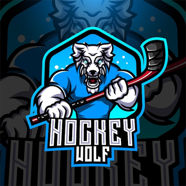 Logo mascotte di wolf hockey esport