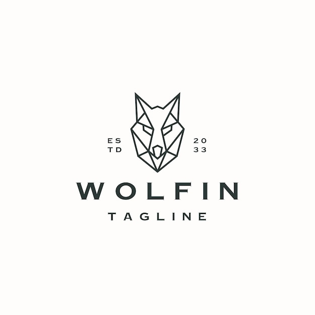 Wolf hoofd dier logo pictogram ontwerp sjabloon platte vector