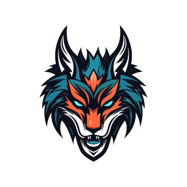 wolf hoofd hand getrokken logo ontwerp illustratie