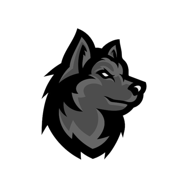 Wolf hoofd illustratie Logo ontwerp Wolf mascotte vector kunst Frontaal symmetrisch beeld van wolf die er gevaarlijk uitziet