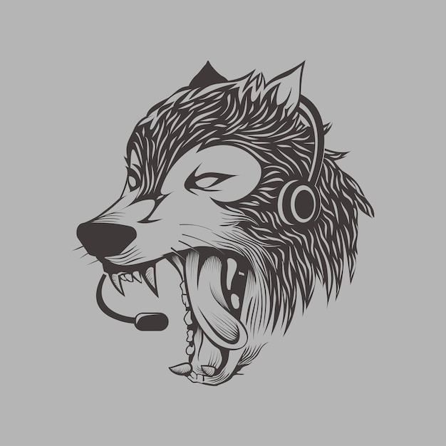 Wolf hoofd illustratie voor logo en badge