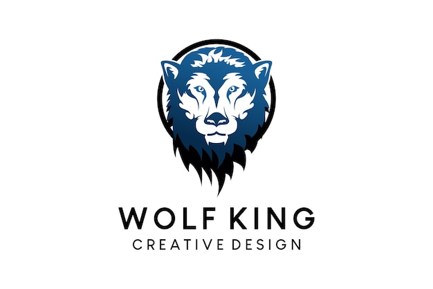 Wolf hoofd logo-ontwerp met silhouet in cirkel