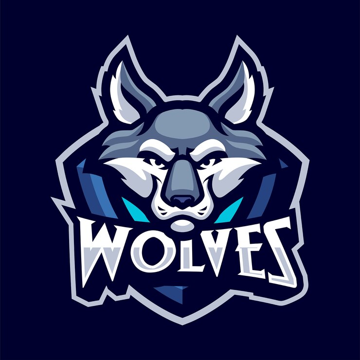Vector wolf hoofd mascotte logo voor sport en esport geïsoleerd