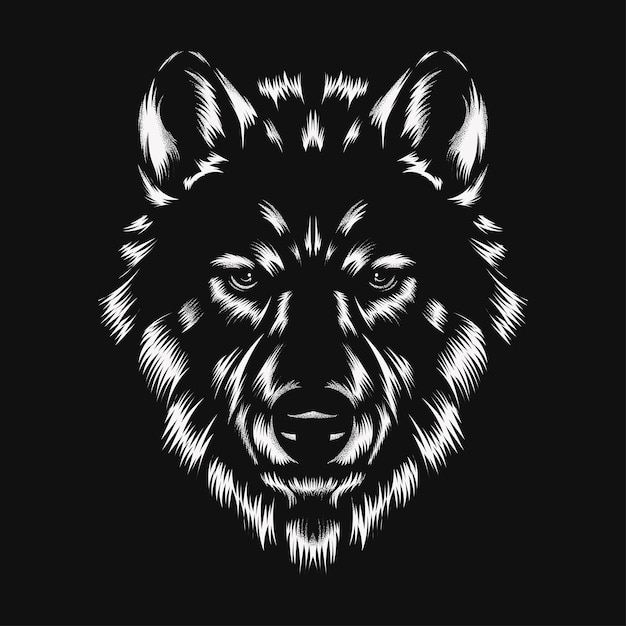 Wolf hoofd vector hand getekende vectorillustratie