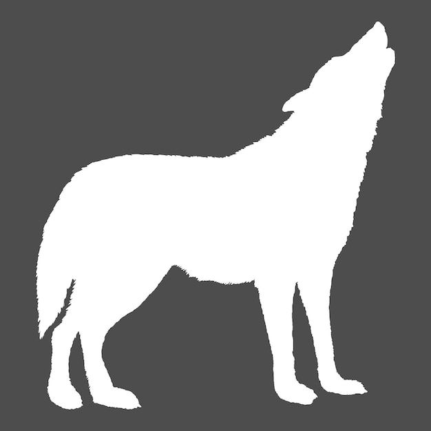 Vector wolf howling vector white silhouette illustration