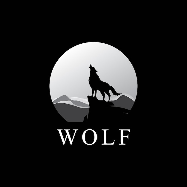 Wolf howls at the moon Vector illustration