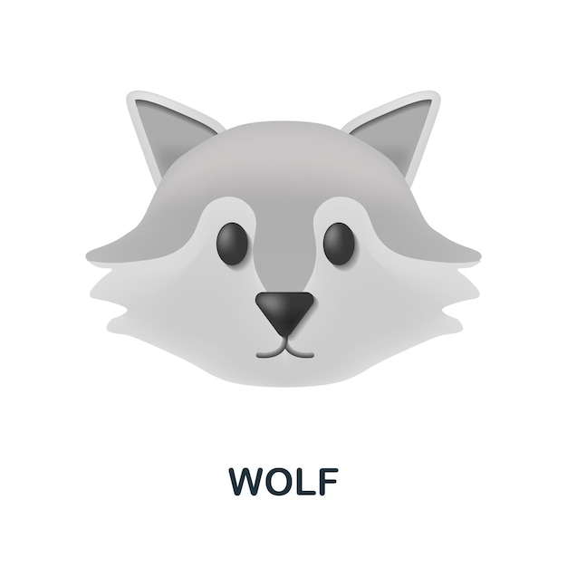 Wolf icon 3d illustration from animal head collection Creative Wolf 3d icon for web design templates infographics and more