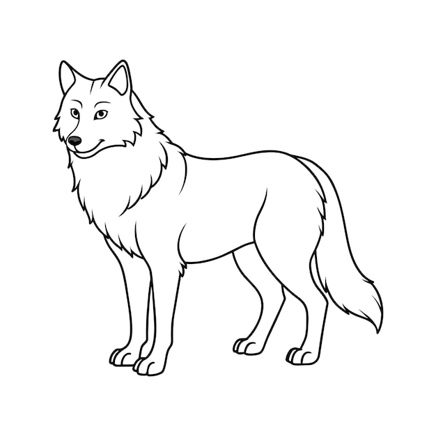 Wolf illustration coloring page for kids