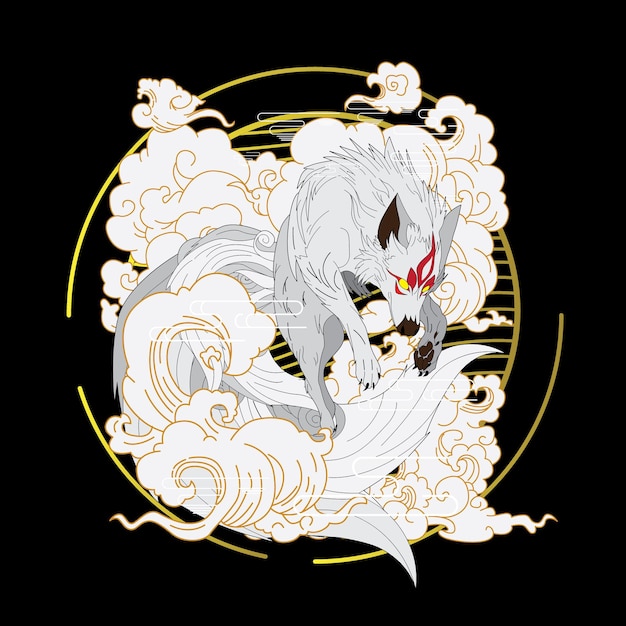 Wolf illustration with japanese style for kaijune event