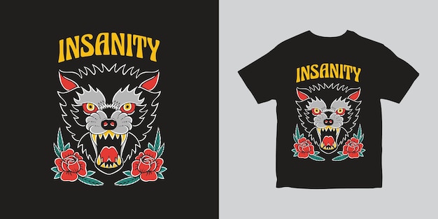 Wolf Insanity Illustratie T-shirtontwerp