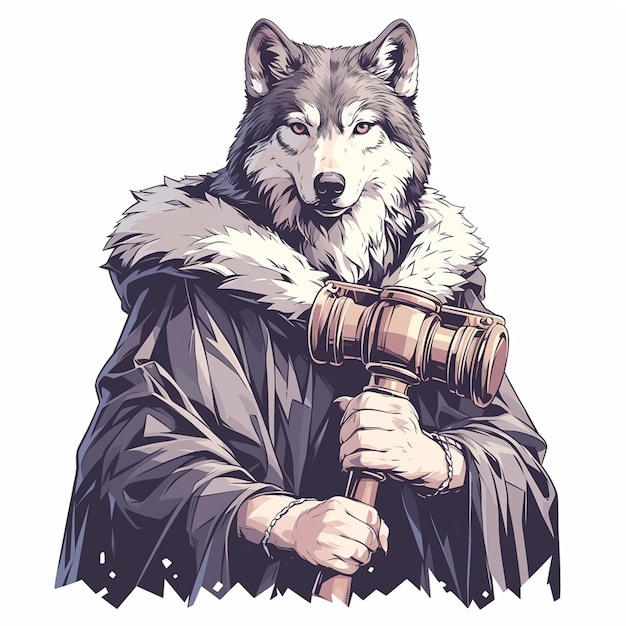 Vector a wolf judge cartoon style