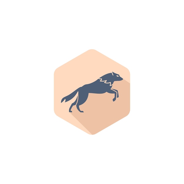 wolf jump logo design vector graphic