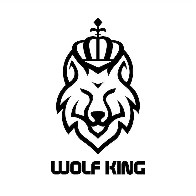 Wolf koning illustratie vector ontwerp met zwart-wit kleurenthema voor logo en pictogram