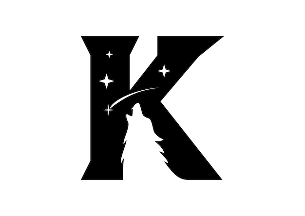 Vector wolf letter k-logo