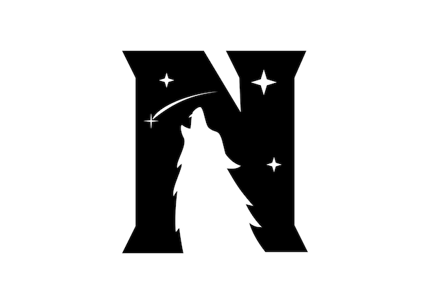 Vector wolf letter n logo