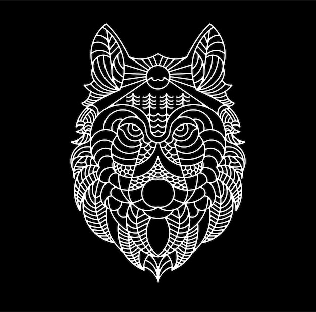 Vector wolf line art illustration artwork for t-shirt