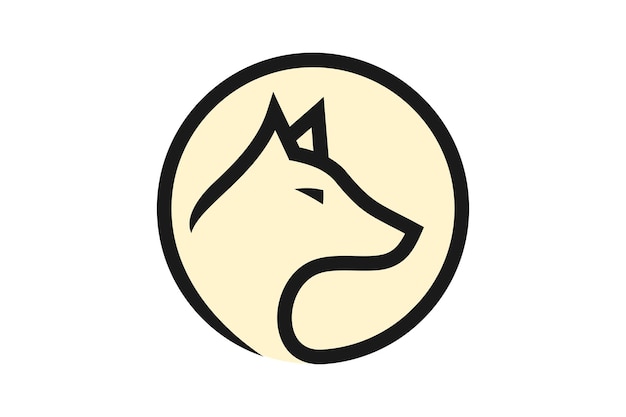 wolf line art logo design vector template