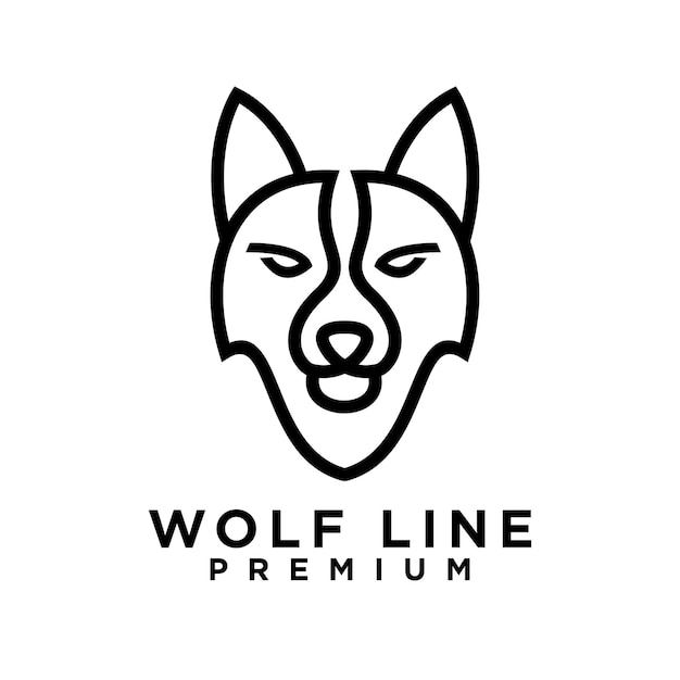 Vettore illustrazione del design dell'icona del logo wolf line