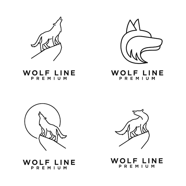 Vettore illustrazione del design dell'icona del logo wolf line