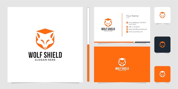 Волк дизайн логотипа и визитная карточка