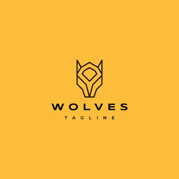 Modello dell'icona del design del logo del lupo