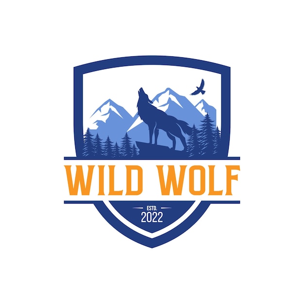 Wolf logo design silhouette illustration