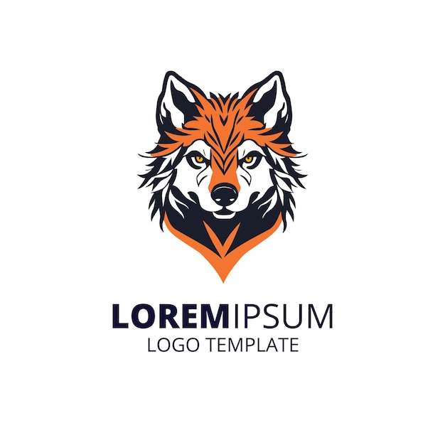オオカミのロゴのデザイン テンプレート 最小限のオオカミのロゴ オオカミのマスコット オオカミの頭のロゴ