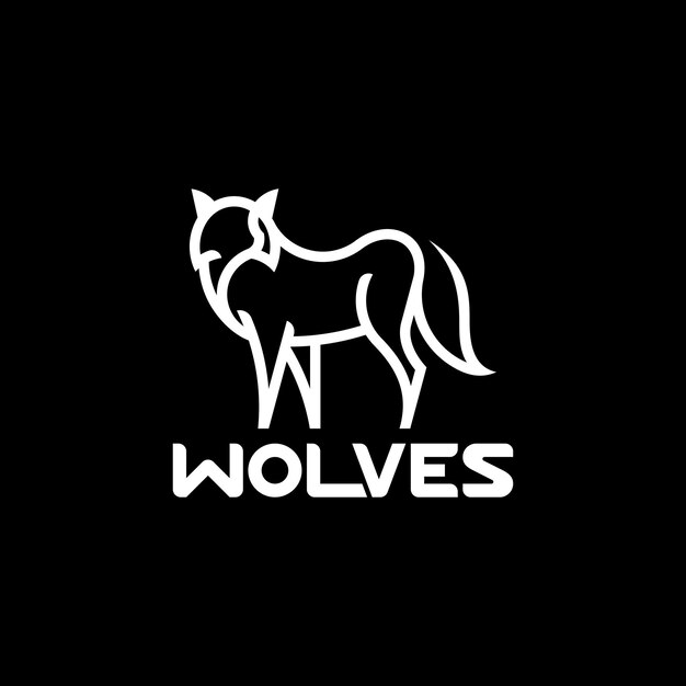 wolf logo line vector icon design minimalist modern logo