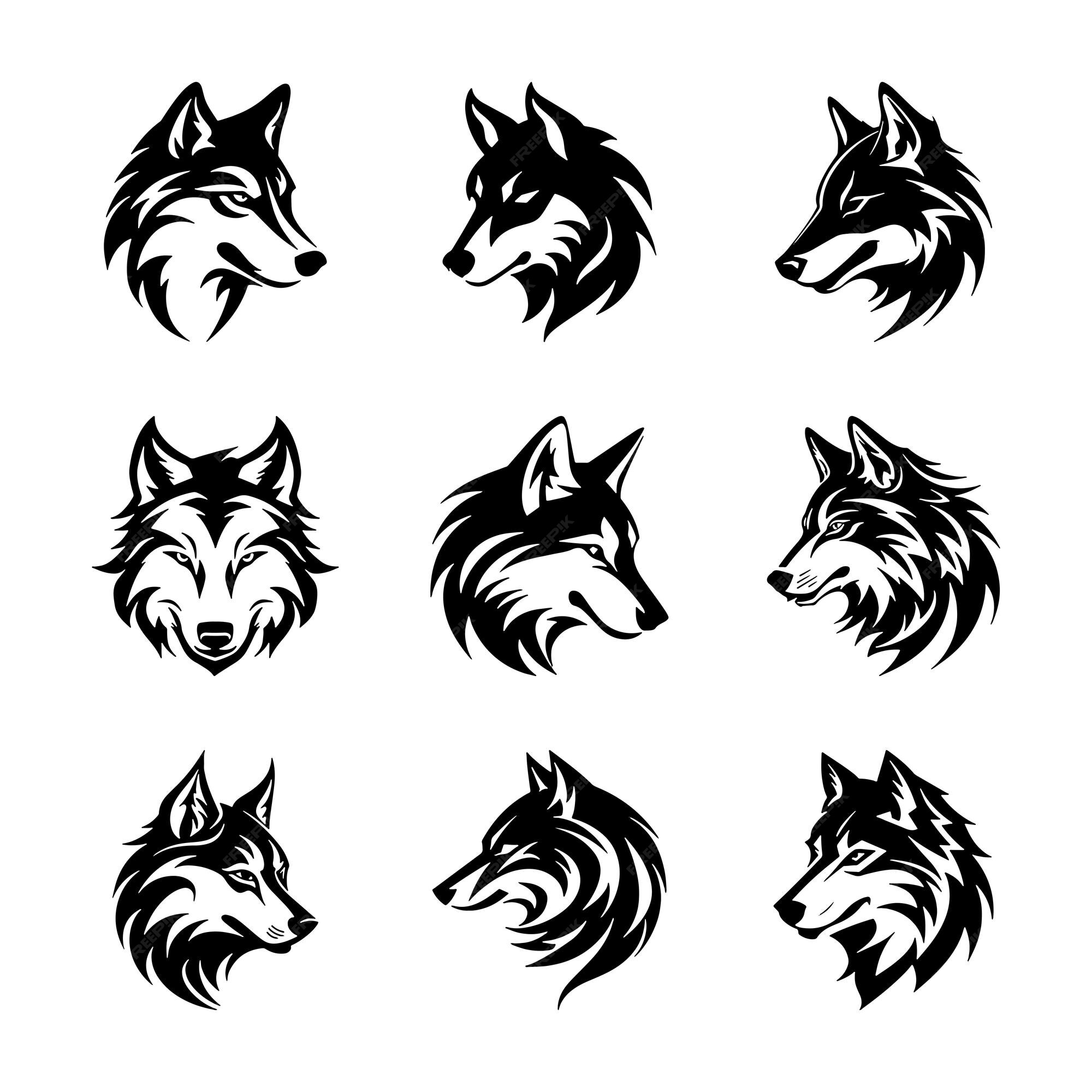 Premium Vector | Wolf logo silhouette vector set