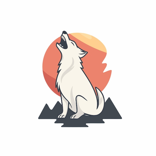 Wolf logo template Vector illustration of a wolf in the mountains