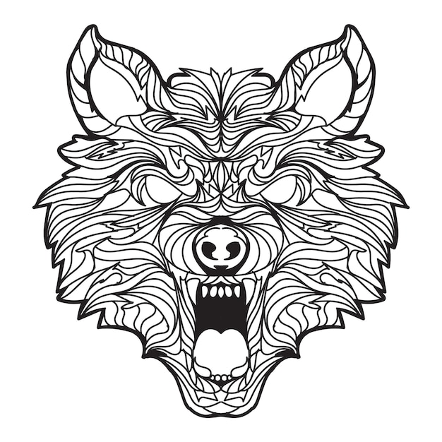 Wolf mandala vector illustration