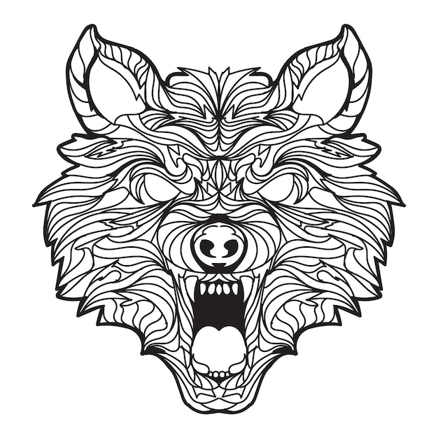 Wolf mandala vector illustration