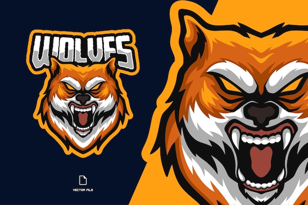 Lupo mascotte esport logo illustrazione