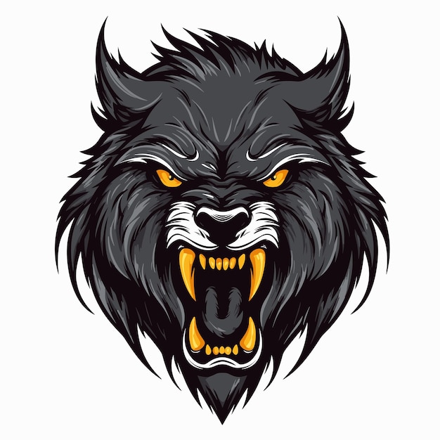 wolf mascot gaming logo design template cartoon vector icon illustration