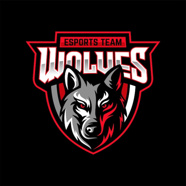 Wolf mascot gaming logo design vector template