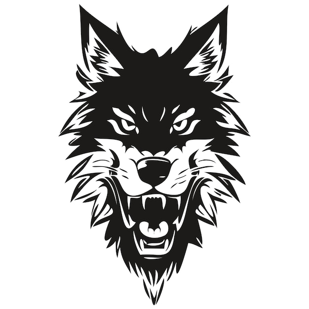 Вектор Логотип талисмана волка для киберспортивной и спортивной команды, черно-белая эмблема значков шаблона