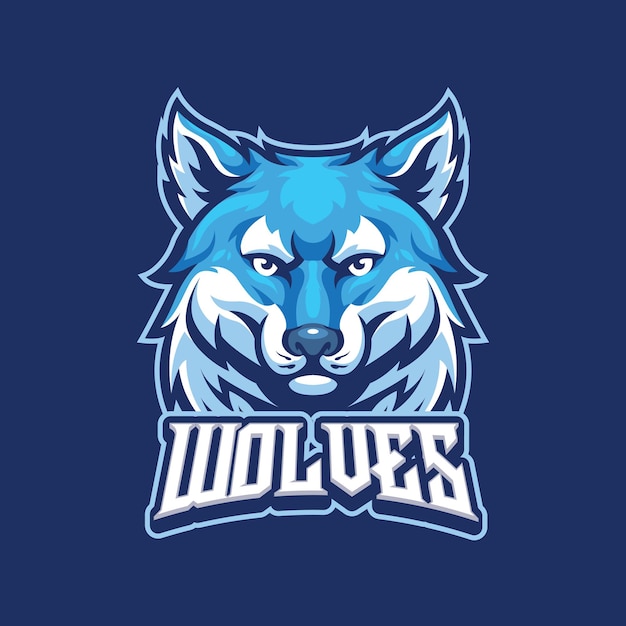 ベクトル eスポーツとスポーツのロゴチームのためのオオカミのマスコットのロゴのテンプレート