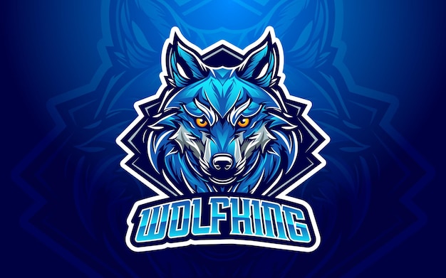 Vector wolf mascot logo with blue background vector