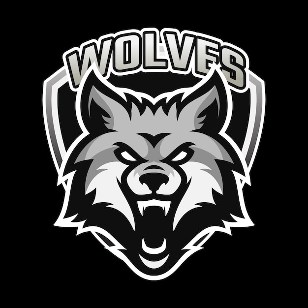 Wolf mascotte esport logo ontwerp