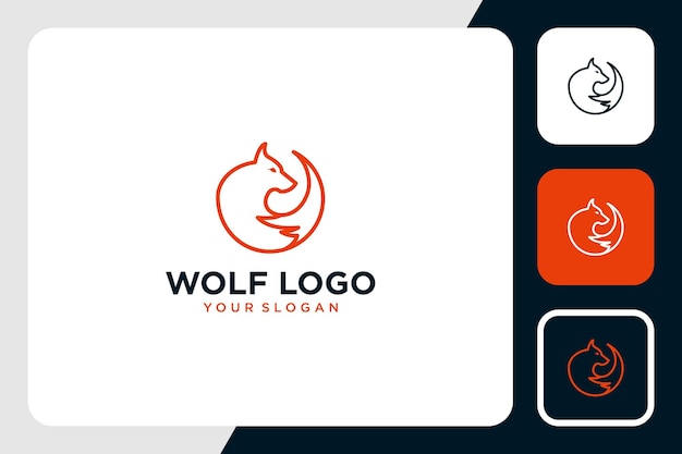 wolf met lijntekeningen logo-ontwerp