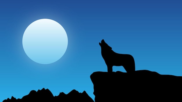 Wolf moon clipart vector illustratior art free stock vector