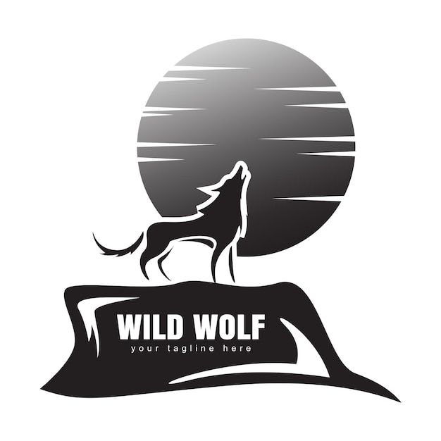 Premium Vector | Wolf and moon illustration wolf illustration vector