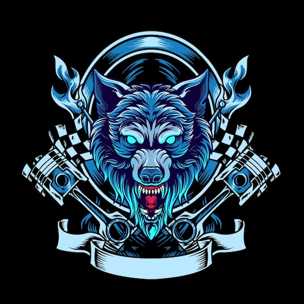 Vettore wolf motorider mascotte