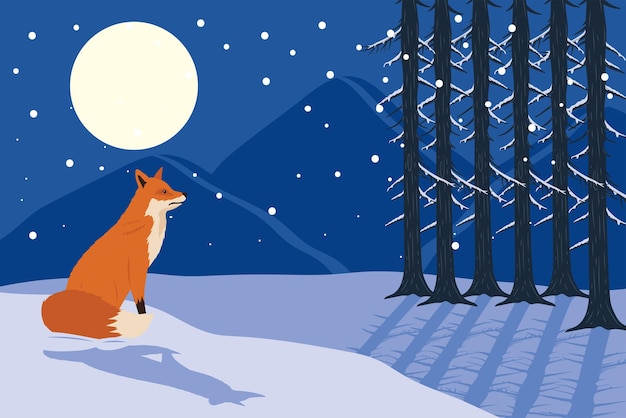 wolf in night seascape