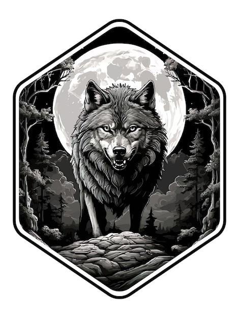 Vector wolf in the night vector illustration design for tshirt stickers and others